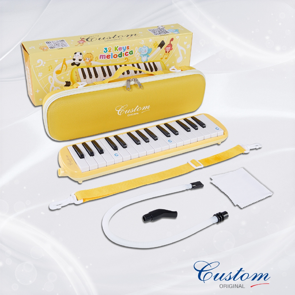 เมโลเดียน เมโลดิก้า 32 คีย์ Custom รุ่น MDX-32 คีย์ดำ สีเหลือง ทูโทน | Melodica ลิ้น Premium Plus พร