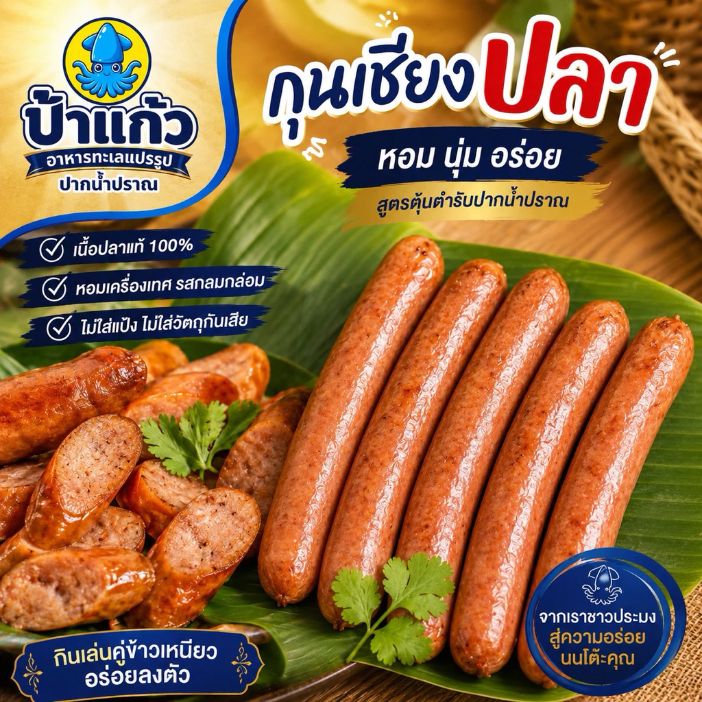 กุนเชียงปลา เชือกฟ้า ครึ่งกิโลกรัม เนื้อปลาแน่น นุ่ม เด้ง อร่อย ไม่หวานมาก