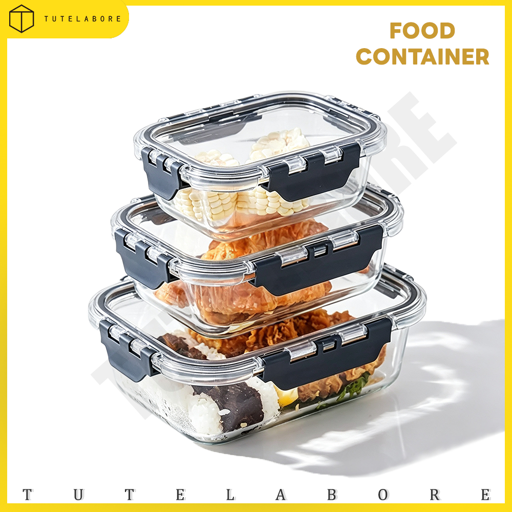 กล่องเก็บอาหาร, ภาชนะใส่อาหารแก้ว, ป้องกันแบคทีเรีย, ปราศจาก BPA, ปลอดภัยสำหรับไมโครเวฟ/เตาอบ, กล่องข้าว