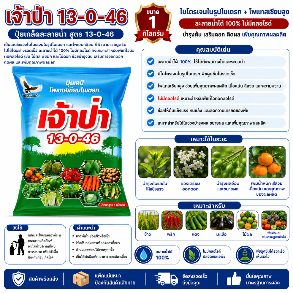 ปุ๋ยสูตร 13-0-46 โพแทสเซียมไนเตรต