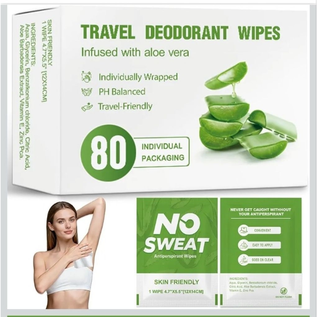 แบ่งขายเป็นชิ้น Travel Deodorant Wipes, Mini Hypoallergenic Body Wipes for Underarm .