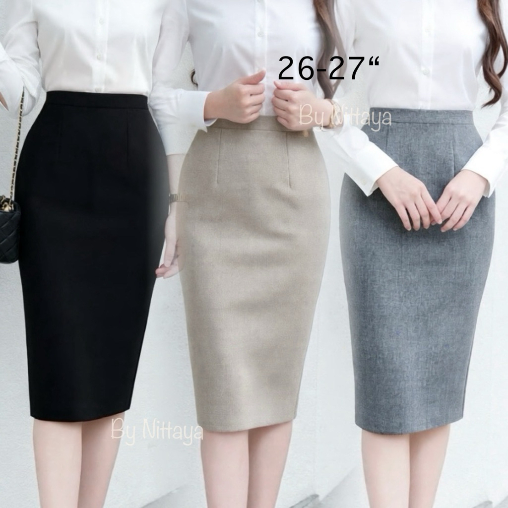 New !! ทรงดินสอ ผ้าสลาฟ ยาว 26-27 นิ้ว