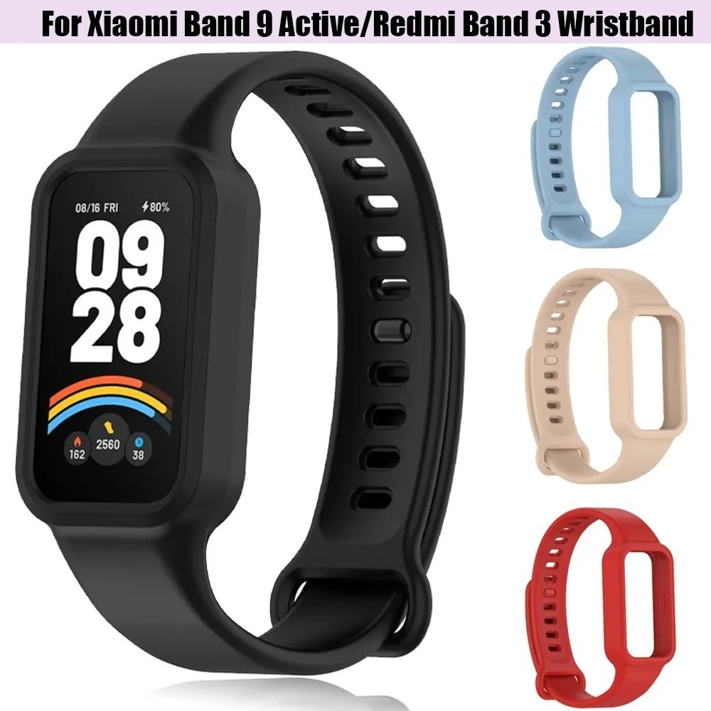 สายซิลิโคนกีฬา สำหรับ Xiaomi Band 9 Active สมาร์ทวอทช์ สายรอบข้อมือสบาย ๆ สำหรับอุปกรณ์เสริม Redmi Band 3