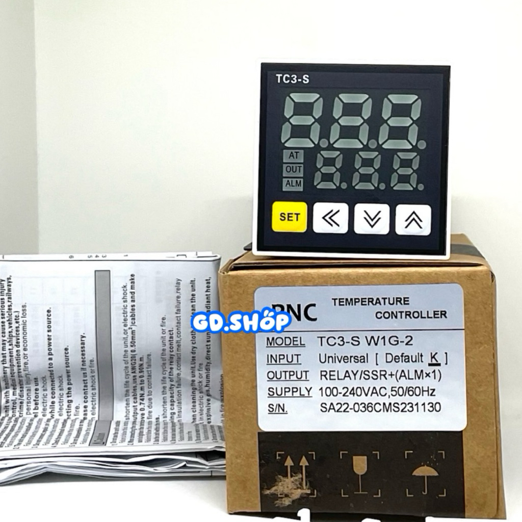 เครื่องควบคุมอุณหภูมิแบบดิจิตอล รุ่น:TC3-S W1G-2 ( K 0-999°C) 100-240VAC