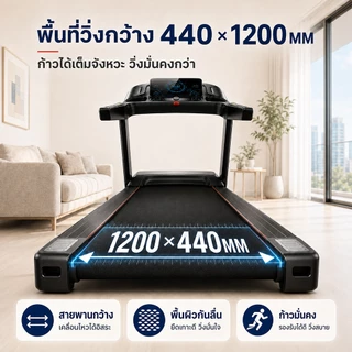 ลู่วิ่งไฟฟ้า C2 สำหรับบ้านTreadmill ปรับความชันอัตโนมัติ ความเร็ว 1-18 รับน้ำหนัก 500 kg หน้าจอ LED