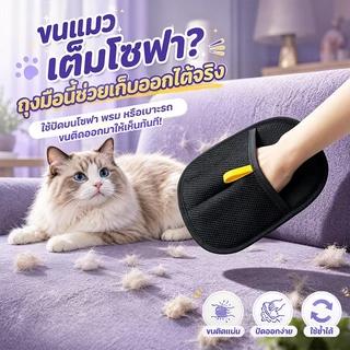 ถุงมือกำจัดขนสัตว์เลี้ยง ถุงมือแปรงขน ทำความสะอาดอเนกประสงค์