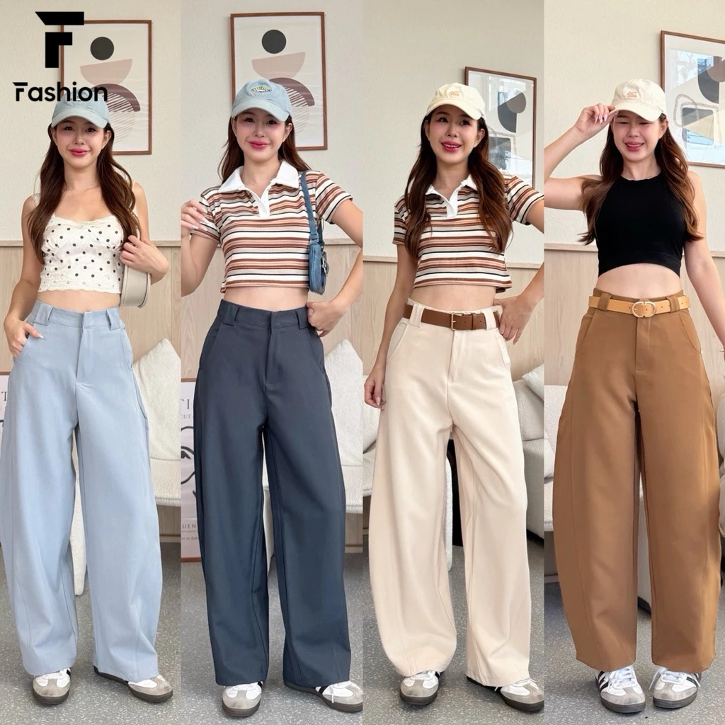 New! กางเกงทรงบอลลูน ผ้าออดี่นุ่ม หูกางเกงใหญ่ กระเป๋าข้าง2ข้าง Unisex ใส่สบาย สวยเก๋