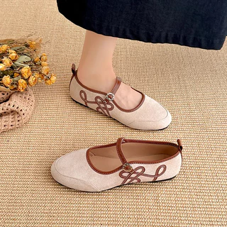 [LN3991]รองเท้า รองเท้าแมรี่เจน รองเท้าคัชชู ส้นแบน 2cm พื้นนุ่มนิ่ม ดีไซน์สายรัดส ไซส์ 36-43