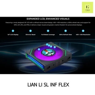 NEW ! SL INF FLEX LCD Fancase Lian WIRELESS Li rgb uni Fan case 120mm พัดลมเคส สีขาว REVERSE SL-INF ดูดเข้า เป่าออก