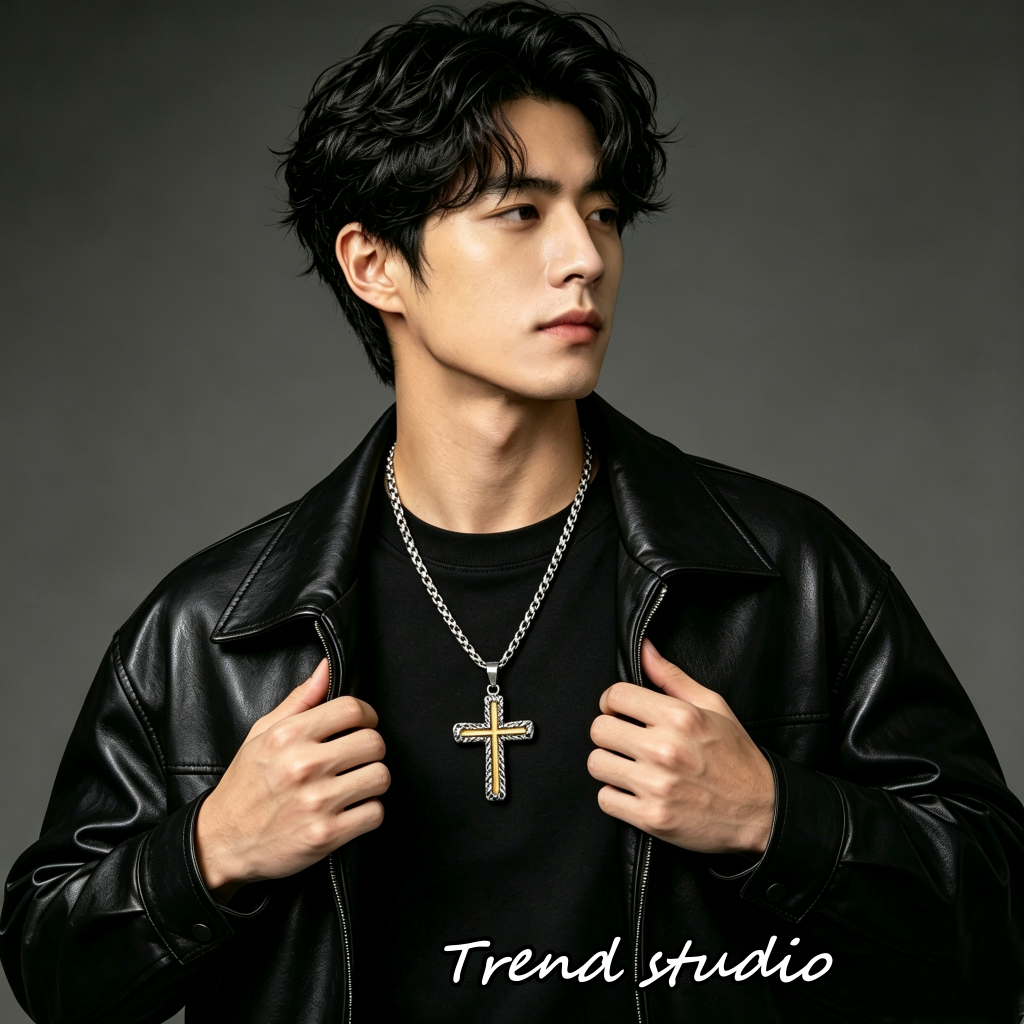 สร้อยคอไม้กางเขนลาวา คอลเลกชันสร้อยคอไม้กางเขนสไตล์ฮิปฮอปที่ทันสมัย วัสดุเหล็กไทเทเนียมจะไม่ซีดจาง หลายสไตล์