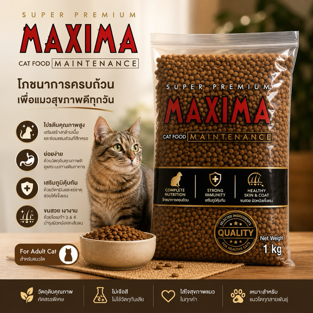 อาหารแมวแม็กซิม่า (Maxima) 1kg.