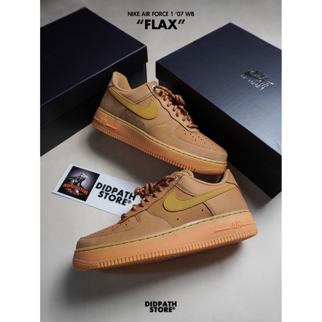 (พร้อมส่ง) ของแท้ 100% ✅ รองเท้าไนกี้ NIKE AIR FORCE 1 ‘07 WB “FLAX/WHEAT” (CJ9179-200) สีน้ำตาล