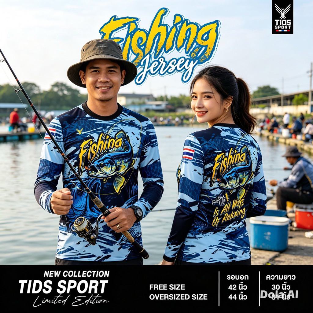 เสื้อตกปลา fishing TIDS ผ้าไมโครสปอร์ต ใส่ได้ทั้งผู้หญิงและผู้ชาย