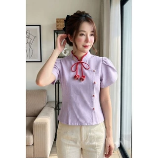 เสื้อผ้าพื้นเมืองคอจีน แขนกลีบบัว
