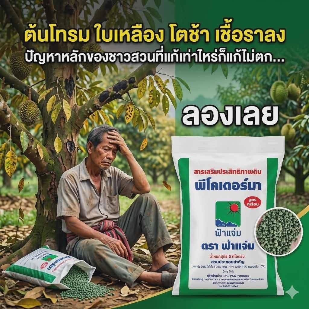 พีโคเดอร์มา ไตรโคเดอร์มาอัดเม็ด ตราฟ้าแจ่ม (ถุงละ 5 กิโลกรัม จำนวน 5 ถุง) ใช้ป้องกัน รักษาเชื้อราโรคพืชทางดิน