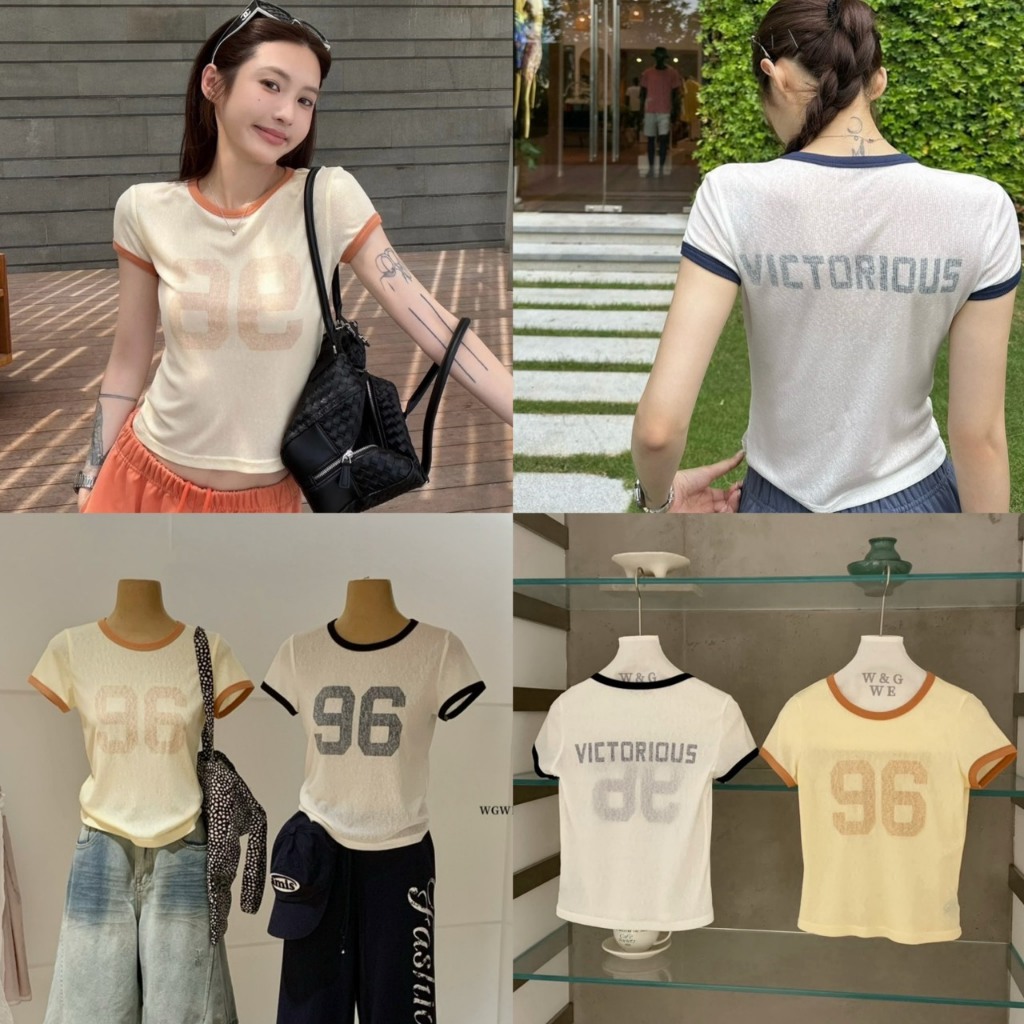 10320 เสื้อยืดคอกลมแขนสั้น สกรีนลายหน้า-หลัง งานป้าย WG.WE