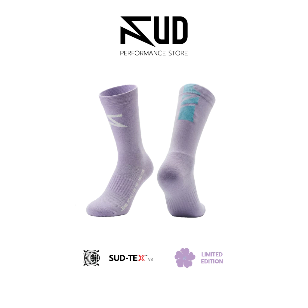 SUD ถุงเท้าวิ่ง รุ่น Lavender SKY (Limited Edition) 300 คู่/ไซส์ - ถุงเท้าวิ่งข้อสูง เทคโนโลยีผ้า SUD-TEX™ V3