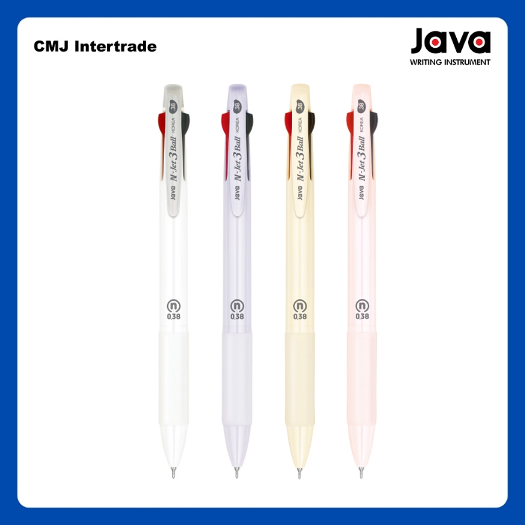 JAVA N-Jet 3 Ball 0.38มม. ปากกาลูกลื่น 3 ระบบ ขนาด 0.38mm. สามสีในด้ามเดียว น้ำเงิน แดง ดำ