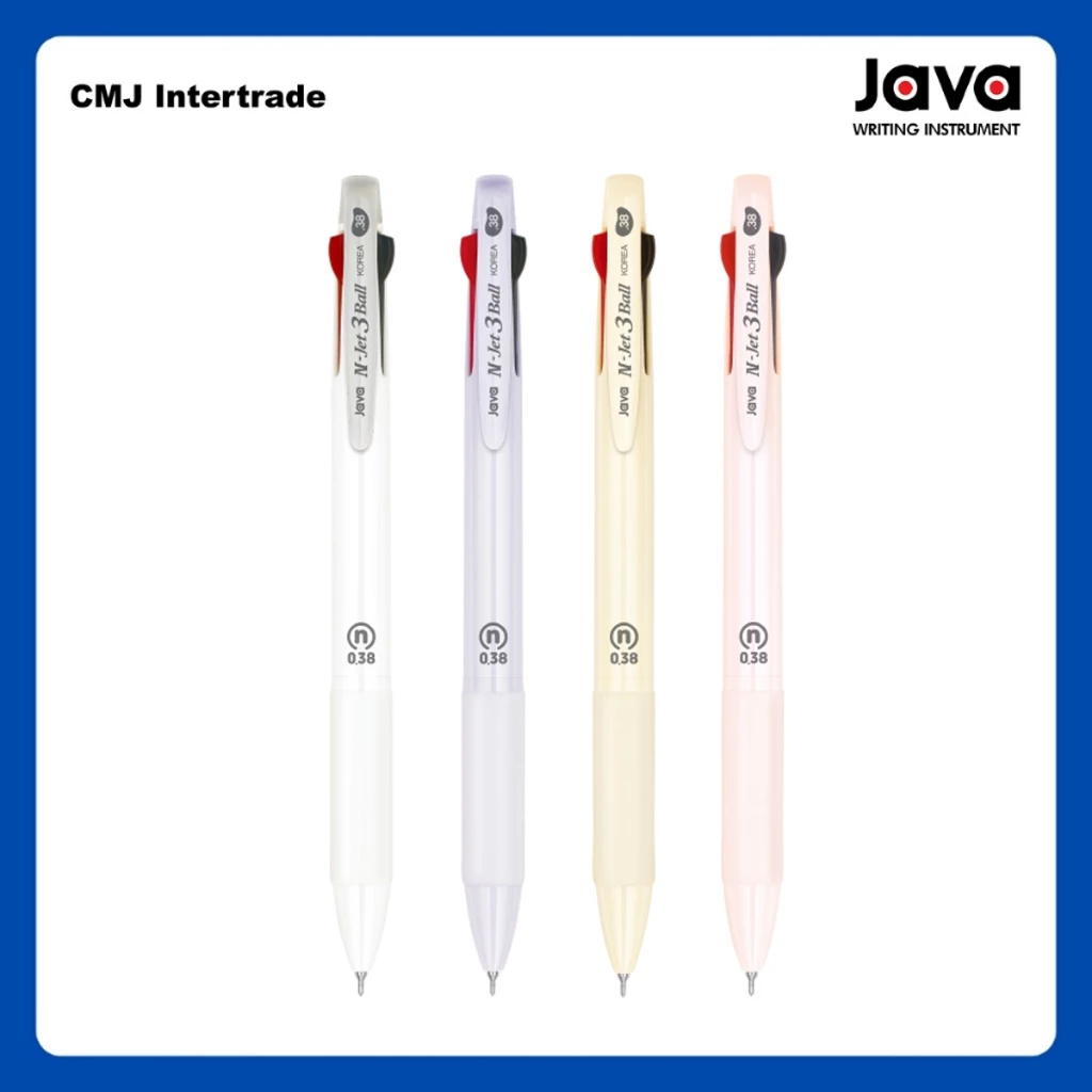 JAVA N-Jet 3 Ball 0.38มม. ปากกาลูกลื่น 3 ระบบ ขนาด 0.38mm. สามสีในด้ามเดียว น้ำเงิน แดง ดำ