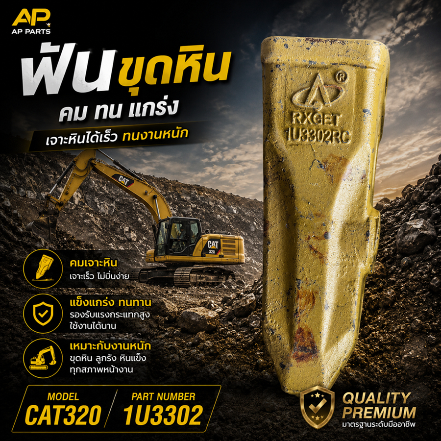ฟันบุ้งกี๋/ ฟันรถขุด /ฟันขุดหิน 1U3302/RC/CAT320 ฟันแม็คโคร, bucket tooth, excavator tooth, อะไหล่รถ