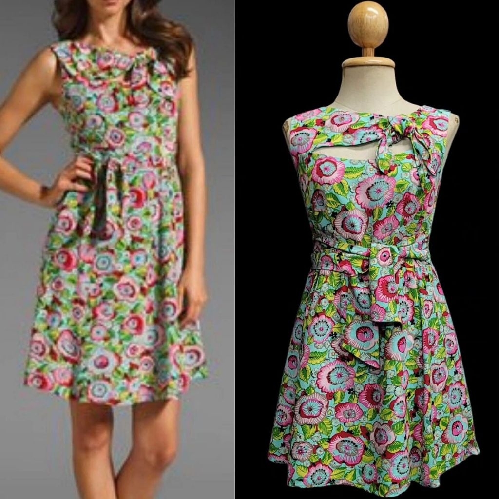 Nanette Lepore Silk Sunkissed Dress Icy Blue Multi