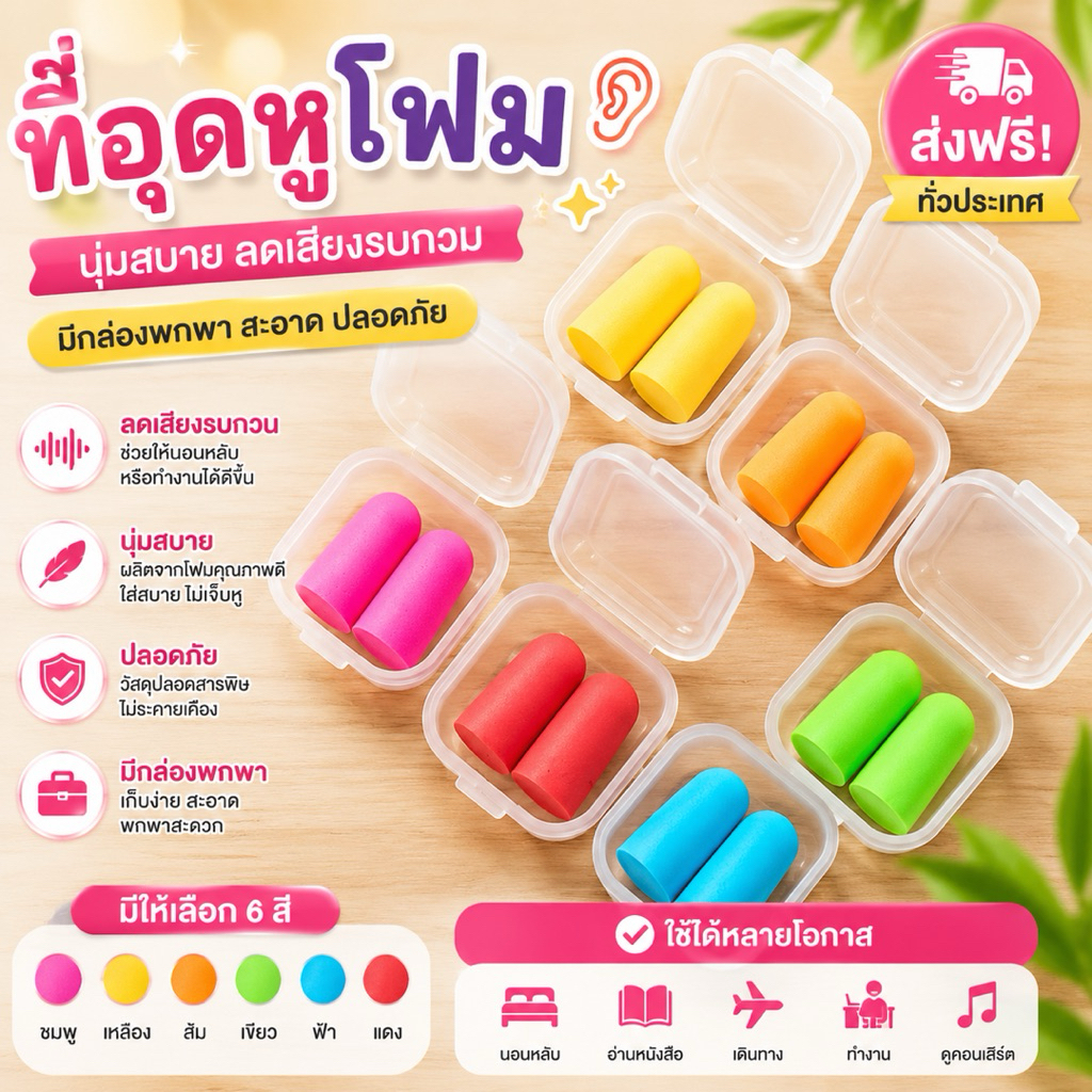 kingshopping（RS104）ที่อุดหู 1คู่ ปลั๊กอุดหู กันเสียงรบกวน มีกล่องให้