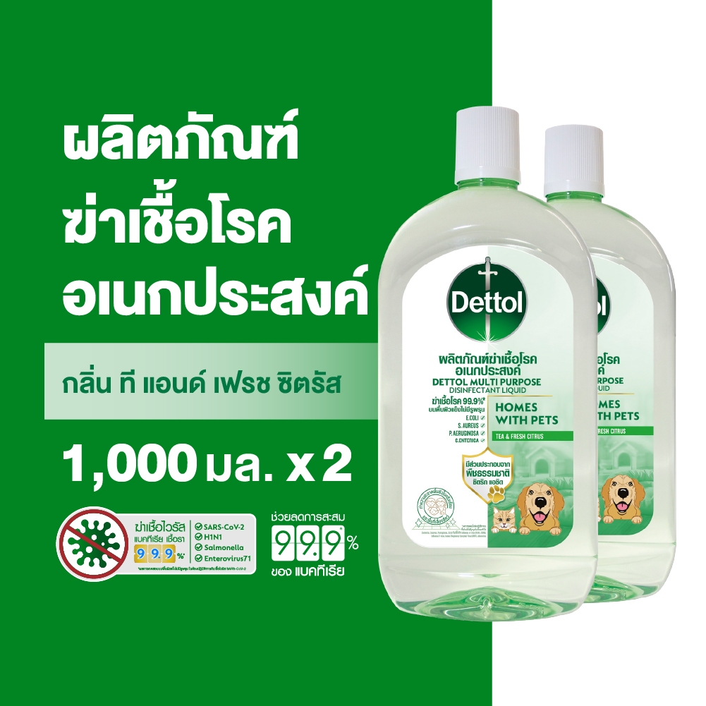[แพ็ค2]Dettol เดทตอล มัลติ เพอร์เพิส ดิสอินแฟคแทนท์ ลิควิด ที แอนด์ เฟรช ซิตรัส 1000 มล.X2