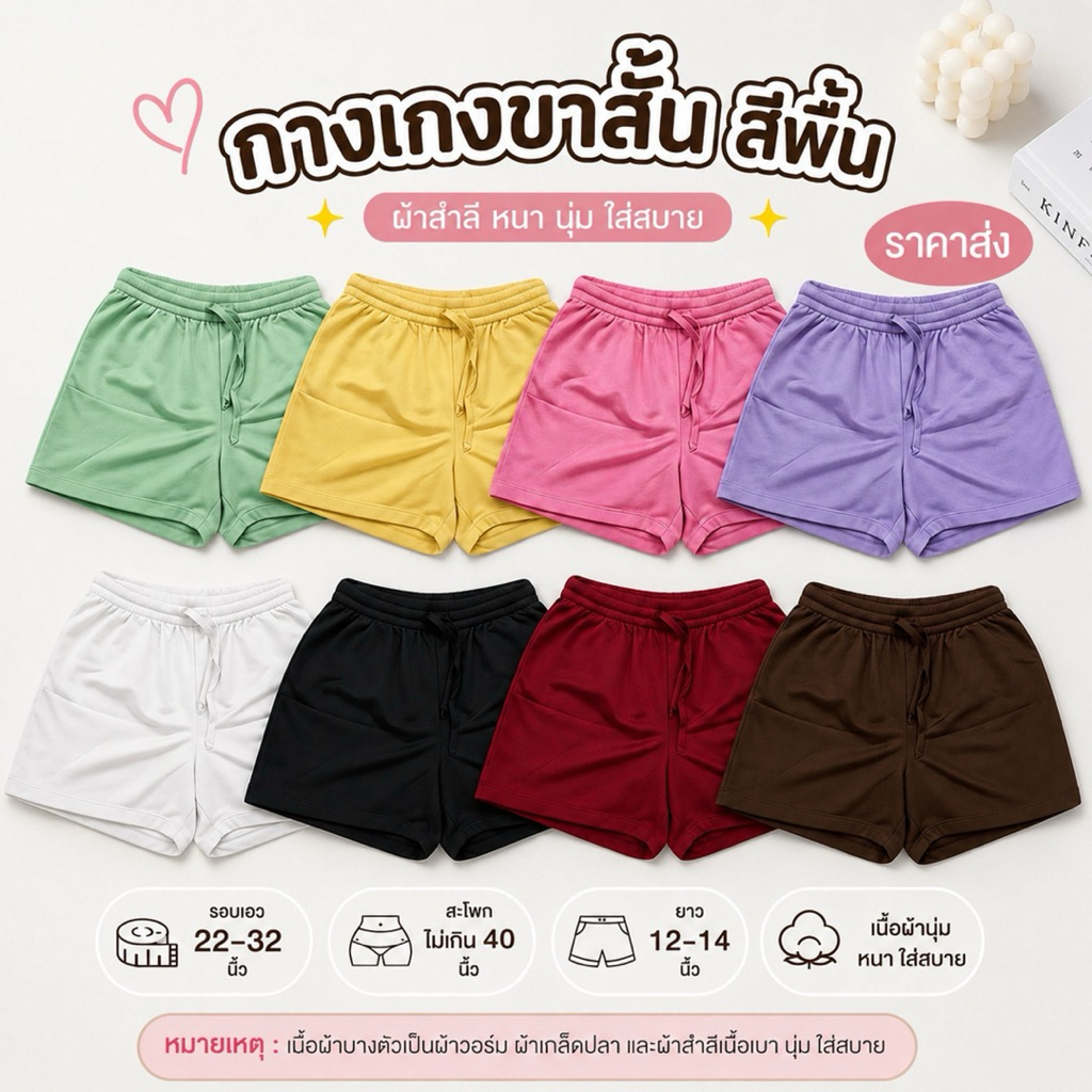 [ สีพื้น ] กางเกงขาสั้นผู้หญิง ใส่นอน ใส่เล่น ˃ᴗ˂  คุณภาพดี ใส่สบายมากกกกกก 🍰♡ ༘*.ﾟ🧸🎀