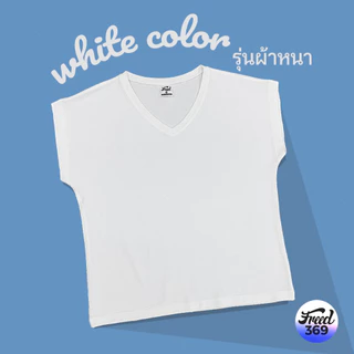 FREED เสื้อยืดทรงผู้หญิงแขนเลย คอวี เนื้อผ้าคอตตอนสีพื้น และ พิมพ์ลาย ใส่สบาย