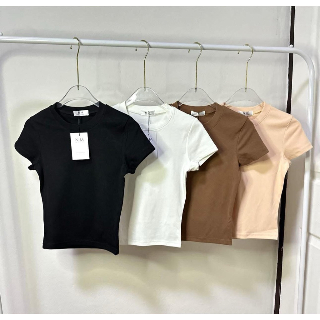NM- Basic Baby Tee เสื้อเบบี้ที เสื้อยืดผู้หญิง แขนสั้น เข้ารูป คอกลม ผ้ายืด