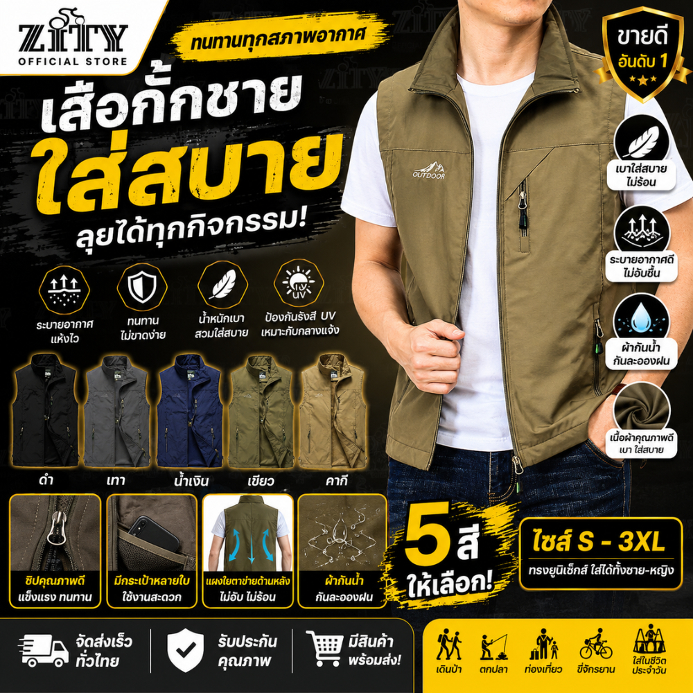 ZITY พร้อมส่ง เสื้อกล้ามแขนกุดผู้ชาย Summer ลายทหาร ไซส์ M-5XL เด็กผู้ชายทุกคนใส่ฤดูใบไม้ร่วงก็ได้ ใส่สบายมาก