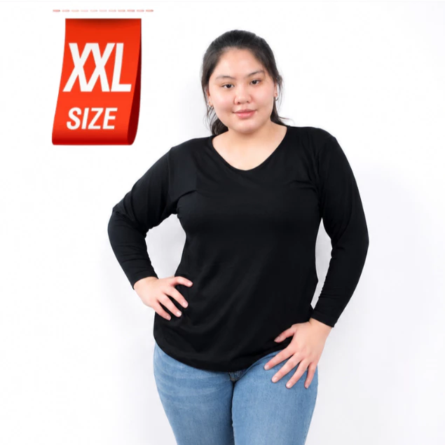 CHOTY ยืดแขนยาว ไซส์ XXL เสื้อยืดแขนยาว ผ้าเรย่อน ไซส์ใหญ่ XXL อก 40-55 นิ้ว เสื้อแขนยาวโอเวอร์ไซส์ สีพื้น CHOTYSHOP LTX