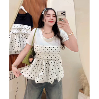 เสื้อแต่งดีเทลลายจุด 🐰✨อก36-46 สาวอวบ