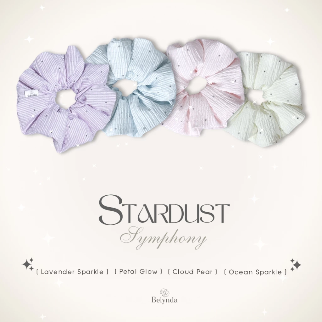 Belynda ♥ Scrunchies ♥ Stardust Symphony ยางรัดผมโดนัท ประดับเพชรแฟชั่น หรูหรา วิ๊บๆวับๆ