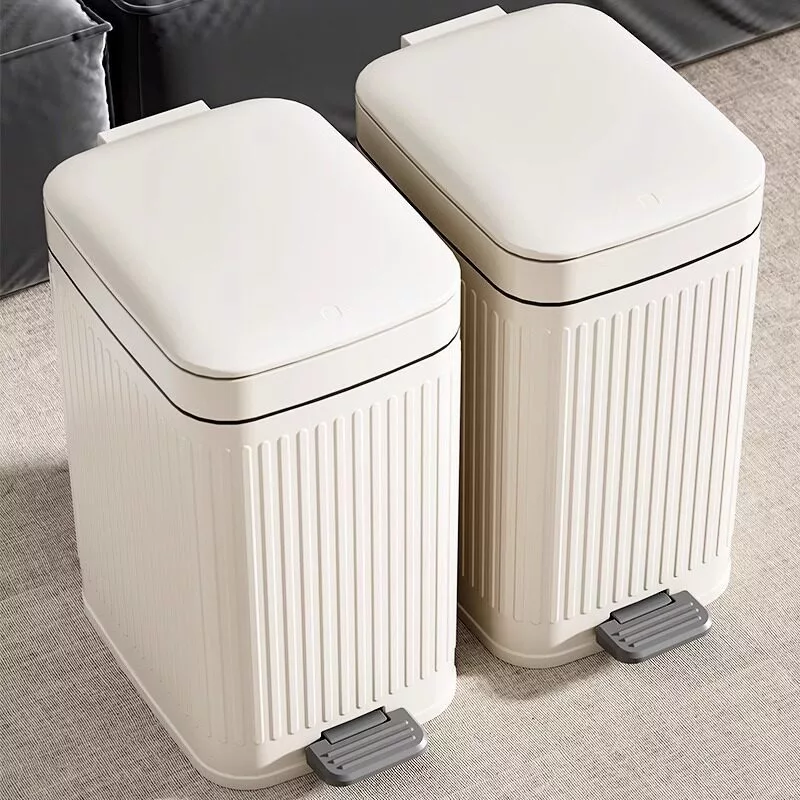 ถังขยะใหญ่ 10L/15L ถังขยะในห้องน้ํา รุ่นอัพเกรด ถังขยะแบบกดถังขยะสีขาว ถังขยะ ถังขยะใช้เท้าเปิด ถังขยะ