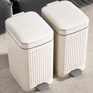ถังขยะใหญ่ 10L/15L ถังขยะในห้องน้ํา รุ่นอัพเกรด ถังขยะแบบกดถังขยะสีขาว ถังขยะ ถังขยะใช้เท้าเปิด ถังขยะ