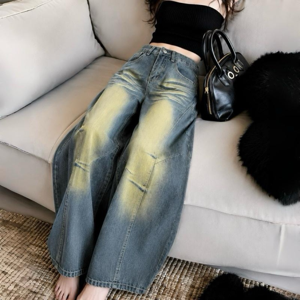 #313 (XS-6XL) jinjeans กางเกงยีนส์ทรงบาเรล baggy กางเกงสาวอวบ  Barel ทรงหลวม เอวสูง