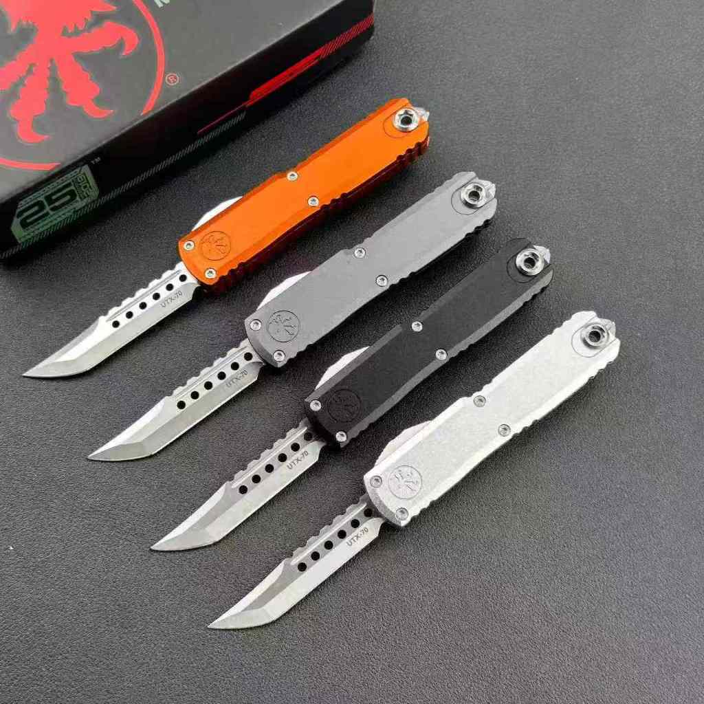 Microtech ไมโครเทคมินิ UTX70 วัสดุตัดขอบ: 8CR14MOV วัสดุก้าน: อลูมิเนียมอัลลอยด์ ความแข็ง: 58HRC