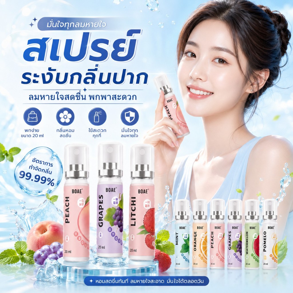 🔥【สินค้าพร้อมส่ง】สเปรย์ดับกลิ่นปาก แบบพกพา ระงับกลิ่นไม่พึงประสงค์ ปากสะอาด สดชื่นหอมยาวนาน