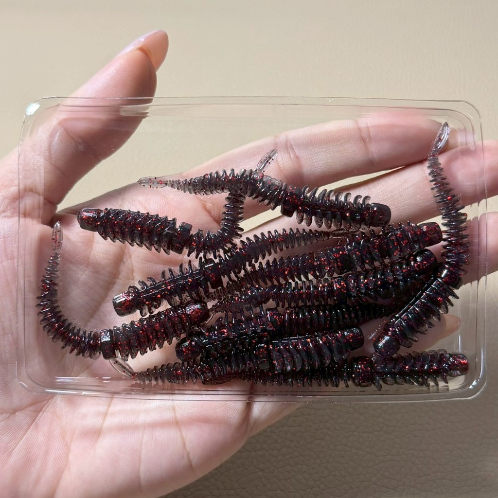 เหยื่อยางทรงกาแลน ยาว5.5cm , 6.5cm มี10ชิ้น เหยื่อปลอมตกปลากะพง GL12