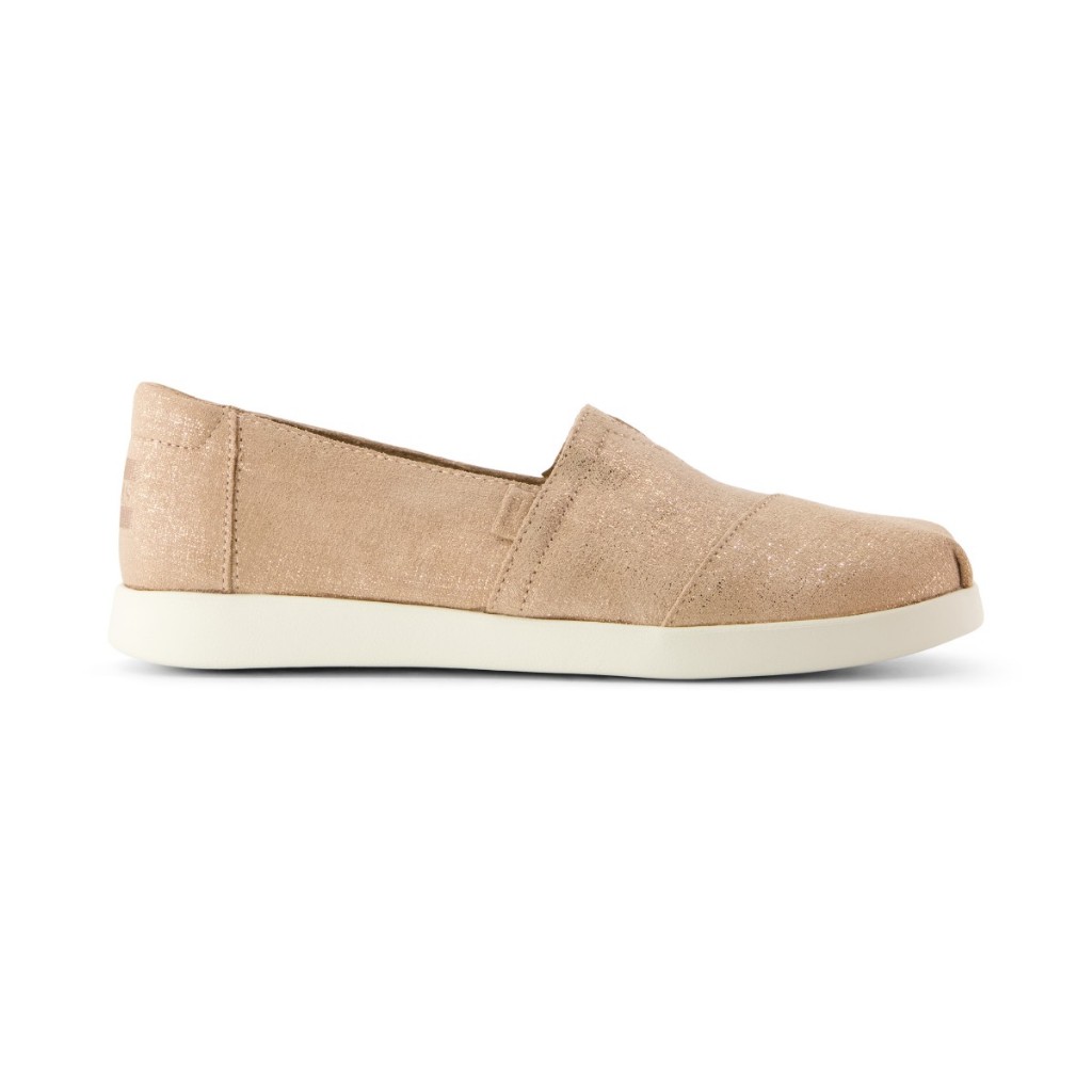 TOMS รองเท้าลำลองผู้หญิง สลิปออน รุ่น Alpargata Plus Bronze Metallic Crosshatch Suede (CH) รองเท้าลิขสิทธิ์แท้