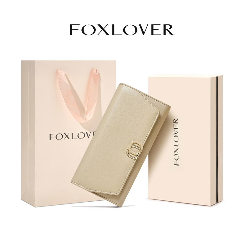 FOXLOVER กระเป๋าสตางค์ผู้หญิง หนังสังเคราะห์นุ่ม จัดระเบียบเงินสด/บัตร มีช่องใส่รูปและกระเป๋าซิปสำหรับเหรียญ ดีไซน์ทัน