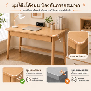 SEVENWOOD โต๊ะคอม โต๊ะทำงาน 140/120cm มินิมอลลิสต์ ทำด้วยไม้ table พร้อมชั้นวาง 2 สี โต๊ะพร้อมตะขอและลิ้นชัก ติดตั้งง่าย