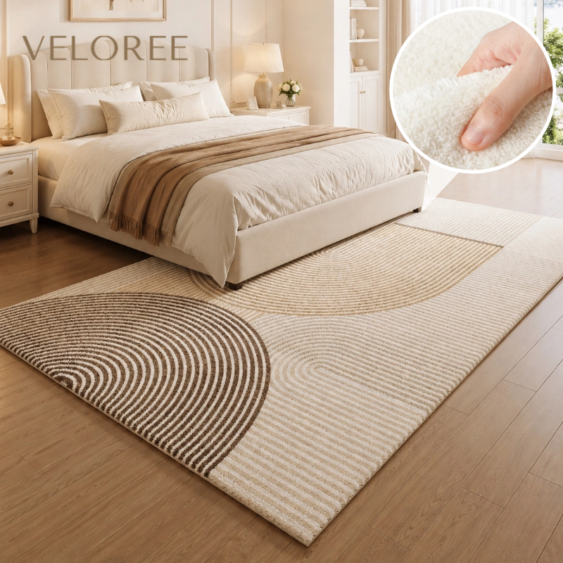 VELOREE พรมปูพื้นห้องนอน พรมมินิมอล พรมปูพื้นห้องรับแขก กำน้ำ พรมขนสั้น ขนนิ่ม พรมแคชเมียร์เลียนแบบ 160/200/230 ซม.