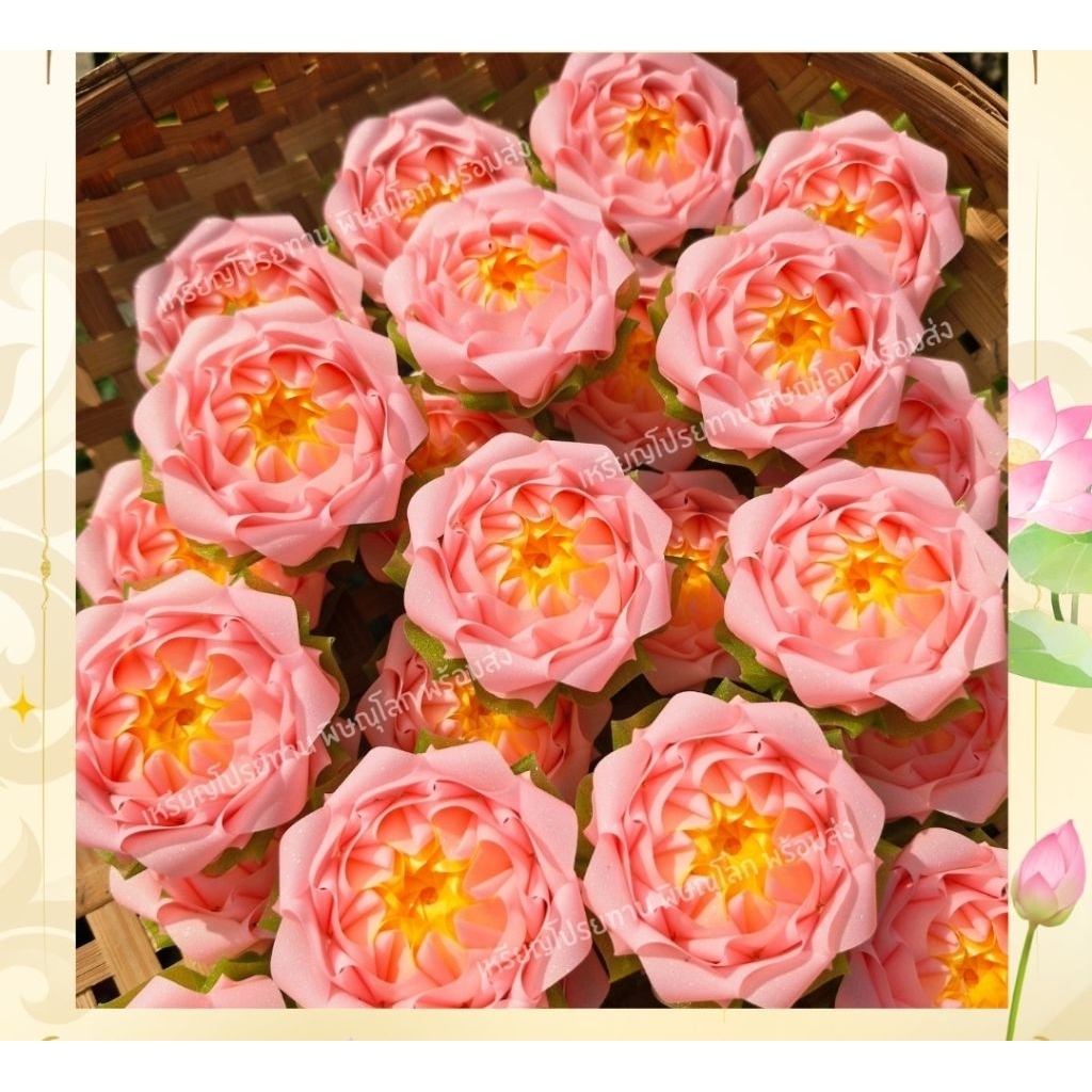 พร้อมส่ง!โปรยทานดอกบัวปทุมทิพย์ สีชมพู ตัวเปล่า ชิ้นละ