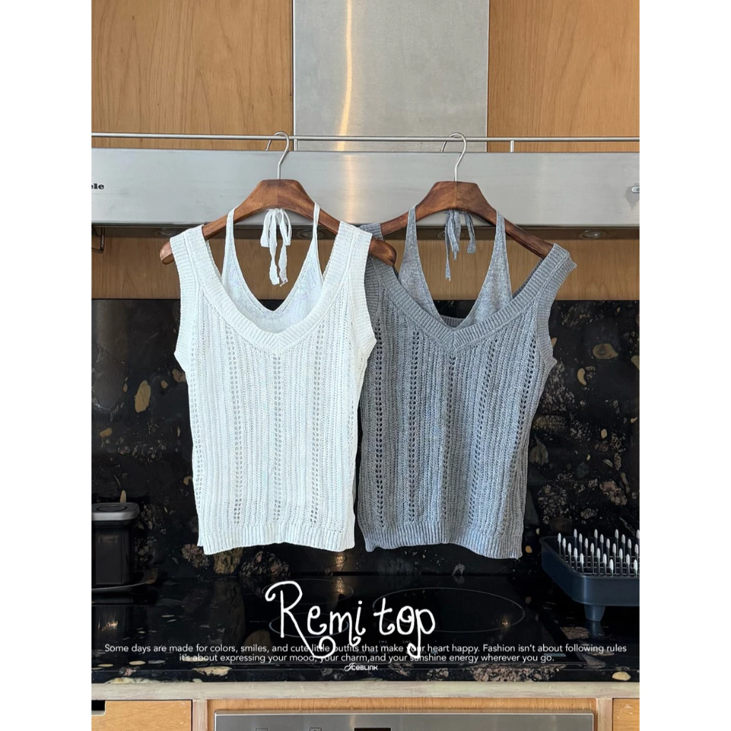 ICEBLINK l Remi top เสื้อดีเทลผูกคอผ้า KNIT