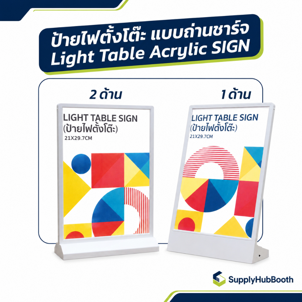 ป้ายไฟตั้งโต๊ะ แบบชาร์จไฟ LED Acrylic Sign ป้ายอะคริลิคแบบมีไฟ ป้ายเมนูร้านค้า ป้ายโปรโมชั่น ป้ายไฟ1ด้าน ป้ายไฟ2ด้าน