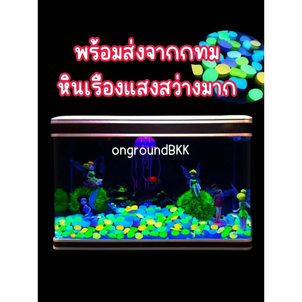 หินเรืองแสง ก้อนกรวด เรืองแสงในที่มืด หินตกแต่งตู้ปลา โรยหน้ากระถาง ตกแต่งสวน สวนสัตว์น้ำ ของตกแต่งตู้ปลา