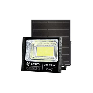 KKSKY ไฟโซล่าเซลล์ สว่างอัตโนมัติเมื่อฟ้ามืด 200000W กันน้ำ ป้องกันฟ้าผ่า solar light IP68 รีโมทคอนโทรล สปอร์ตไลท์ LED