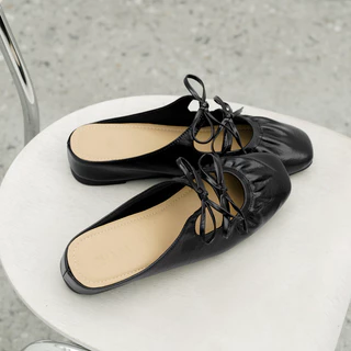 CHAAKAN [นำเข้าเกาหลี 100%] Cordelia Platform Mule Flat รองเท้าเปิดส้นผู้หญิง ส้นในซ่อน 3.5ซม. หัวเหลี่ยม เบา ไม่หลุด